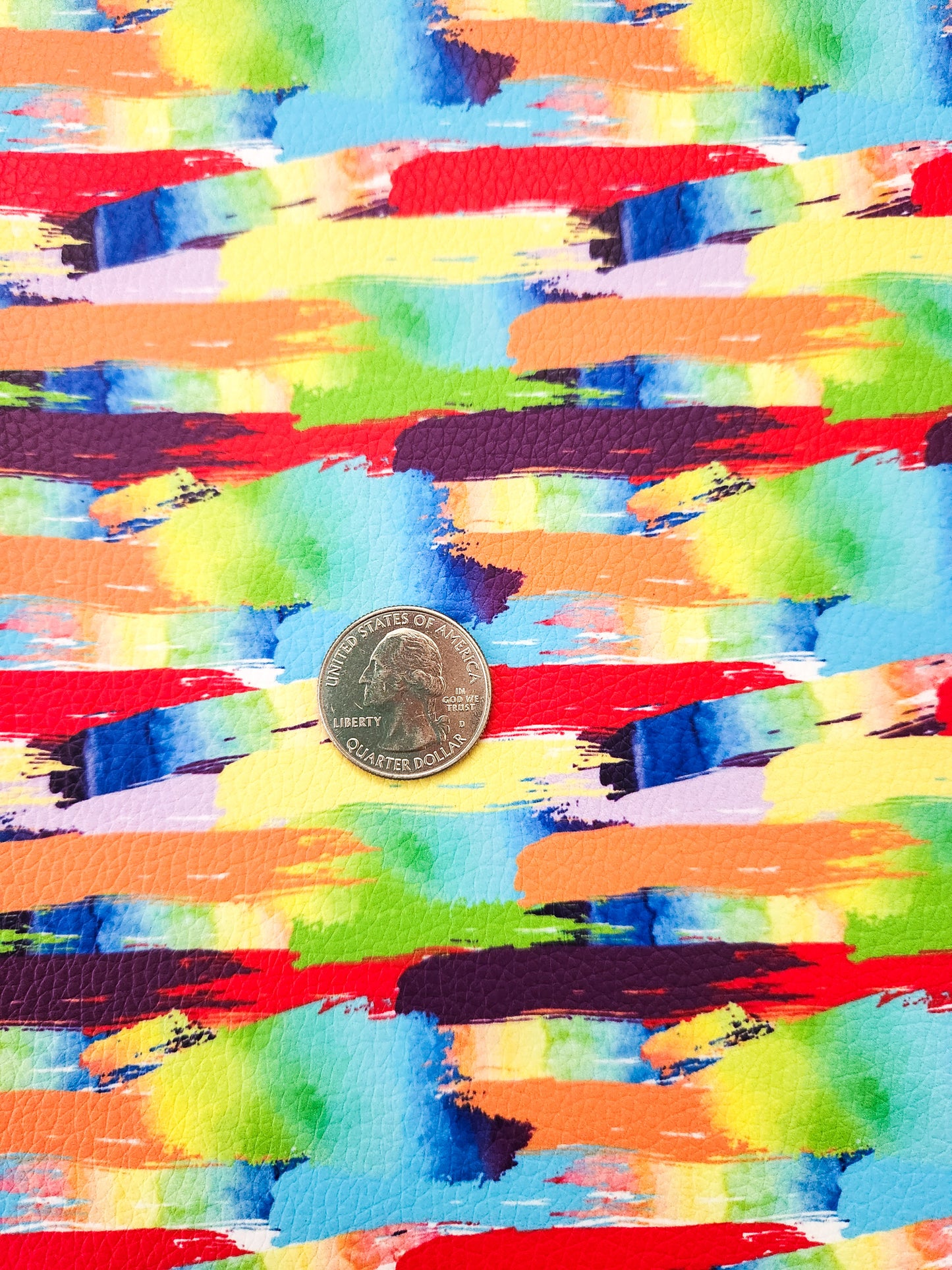 Bright Rainbow Brushstrokes 9x12 faux leather sheet