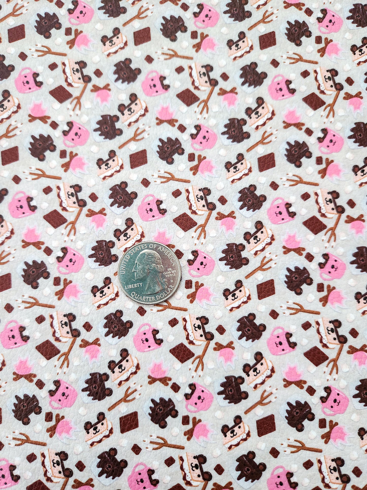 Cute Smores Pink 9x12 faux leather sheet