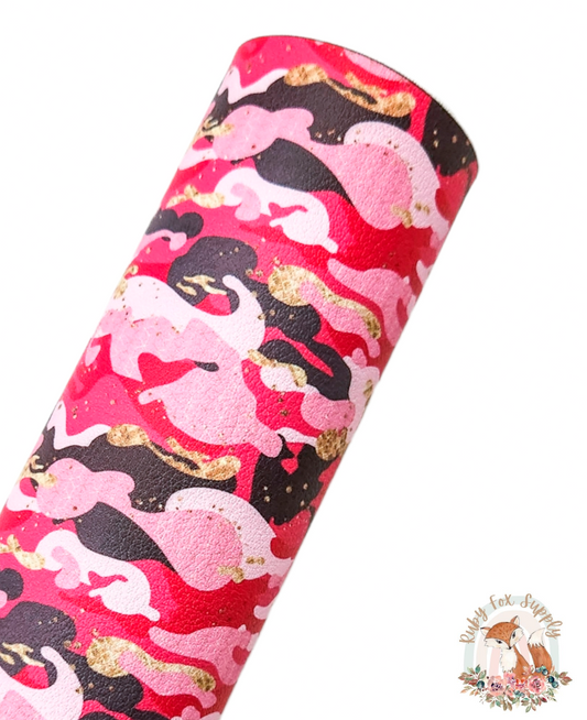 Pink Camo 9x12 faux leather sheet