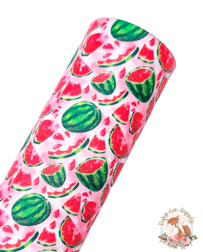 Juicy Watermelon 9x12 faux leather sheet