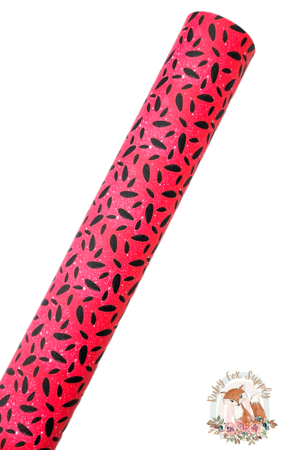 Glittery Watermelon Seeds 9x12 faux leather sheet