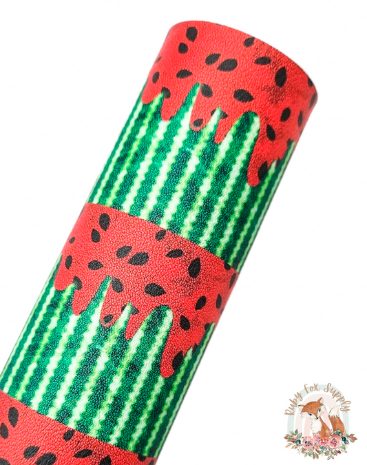Watermelon Drip 9x12 faux leather sheet