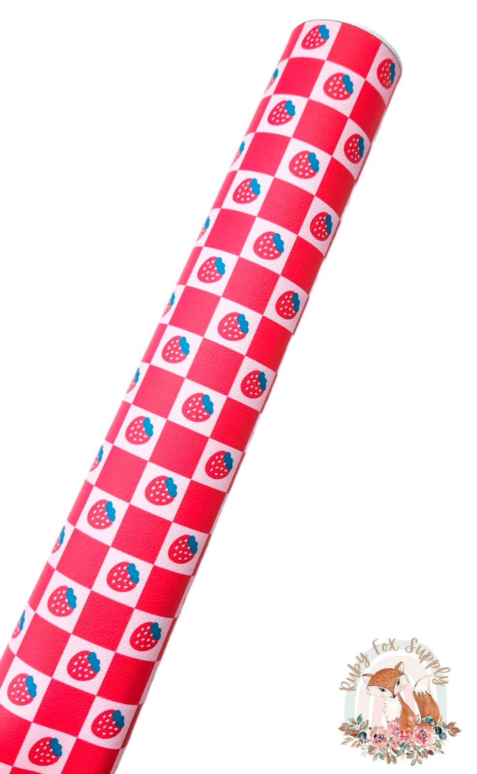 Strawberry Checkers 9x12 faux leather sheet
