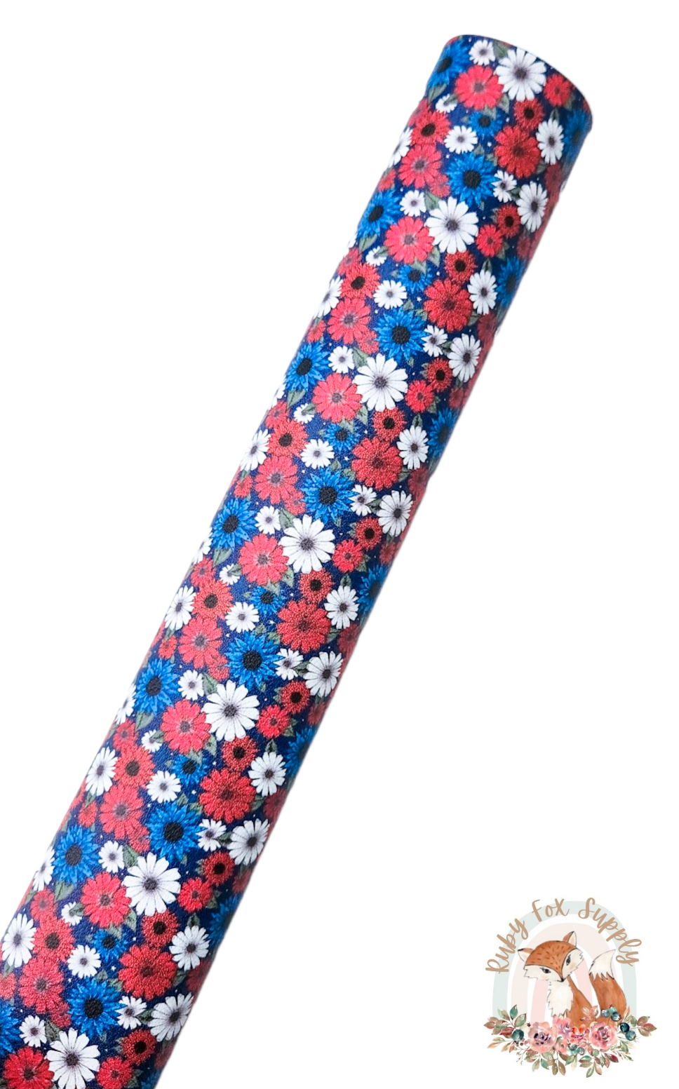 Patriotic Floral 9x12 faux leather sheet
