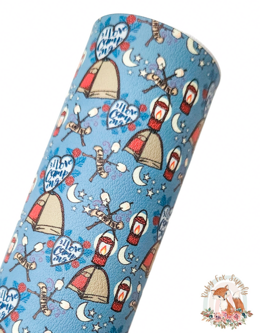 Camping Blue 9x12 faux leather sheet