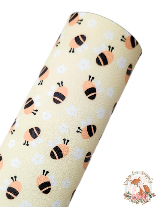 Plump Bees 9x12 faux leather sheet