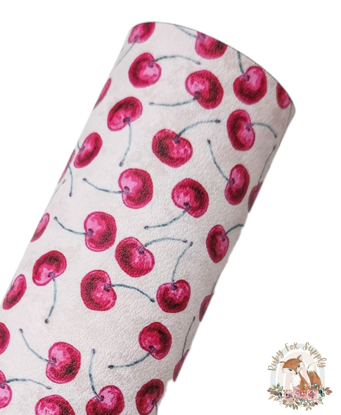 Cherries 9x12 faux leather sheet