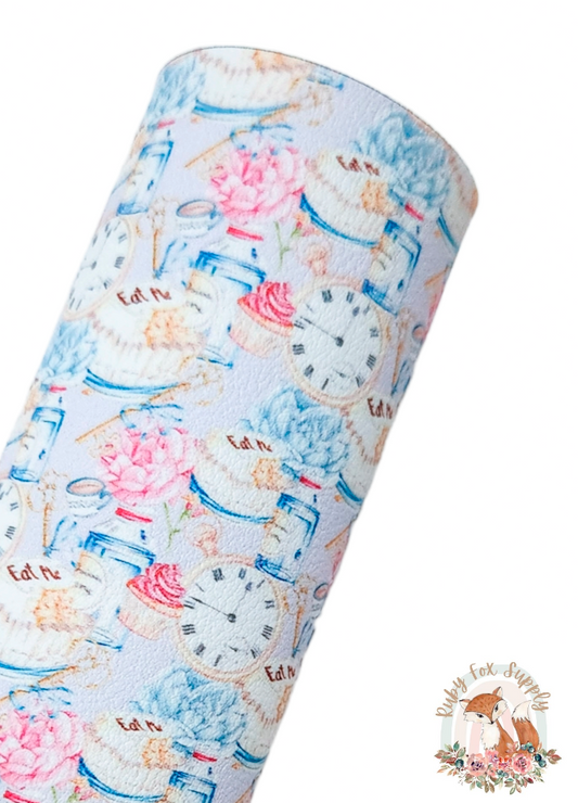 Tea Party 9x12 faux leather sheet