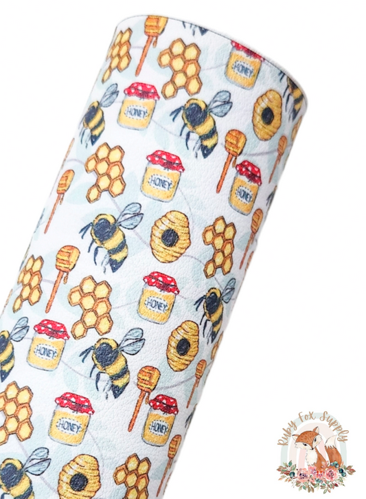 Honey and Bees 9x12 faux leather sheet