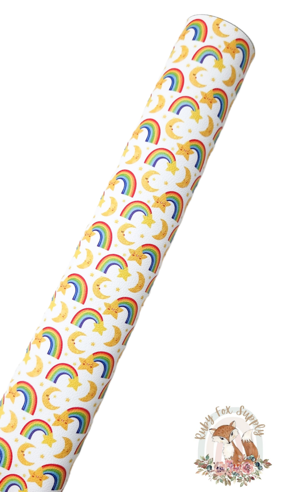 Moon, Stars and Rainbows 9x12 faux leather sheet