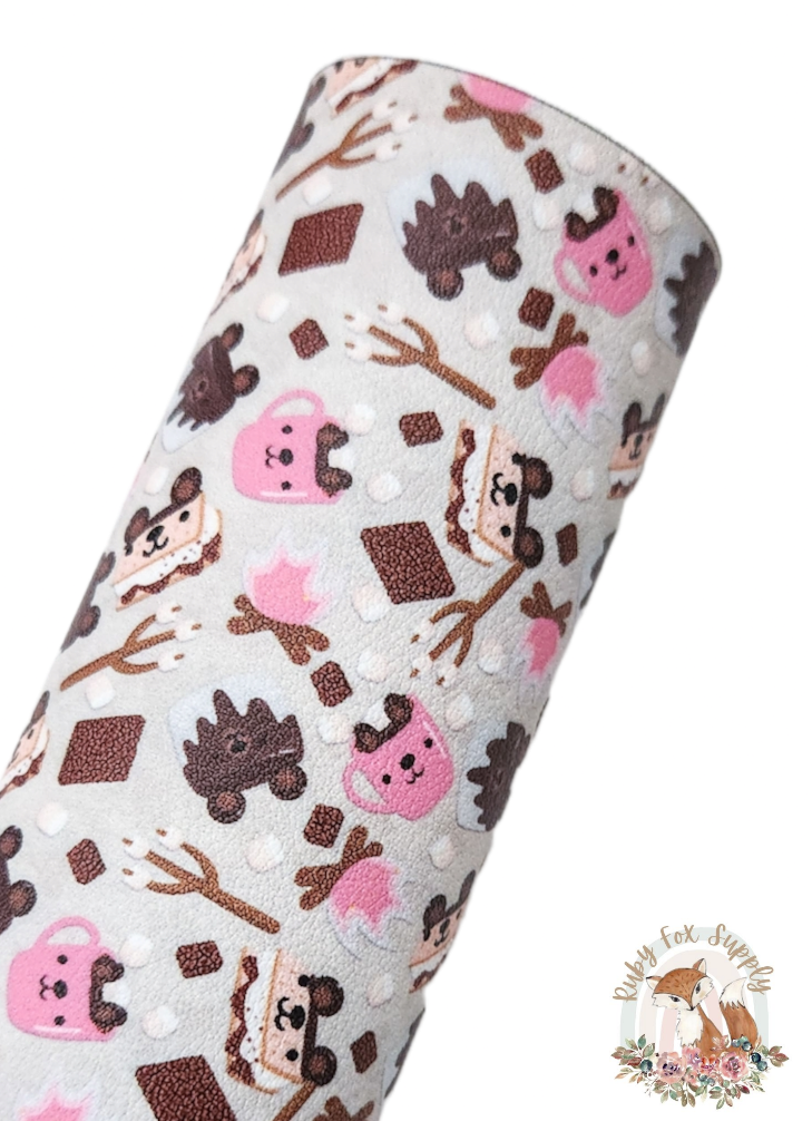 Cute Smores Pink 9x12 faux leather sheet