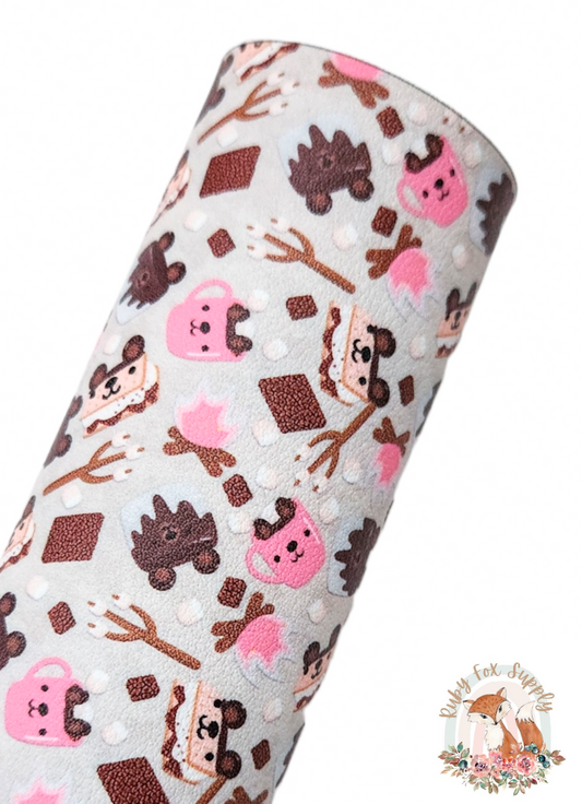 Cute Smores Pink 9x12 faux leather sheet