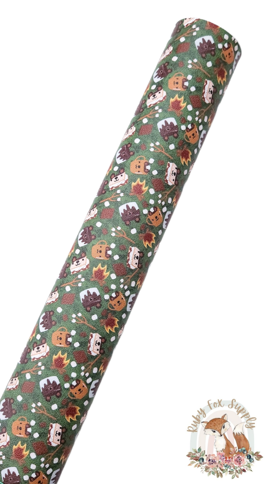 Cute Smores Green 9x12 faux leather sheet