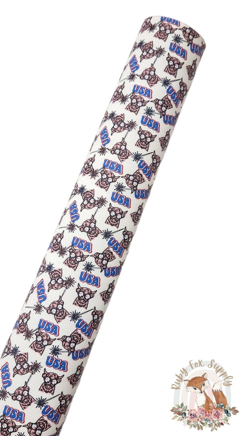 Patriotic Cow 9x12 faux leather sheet