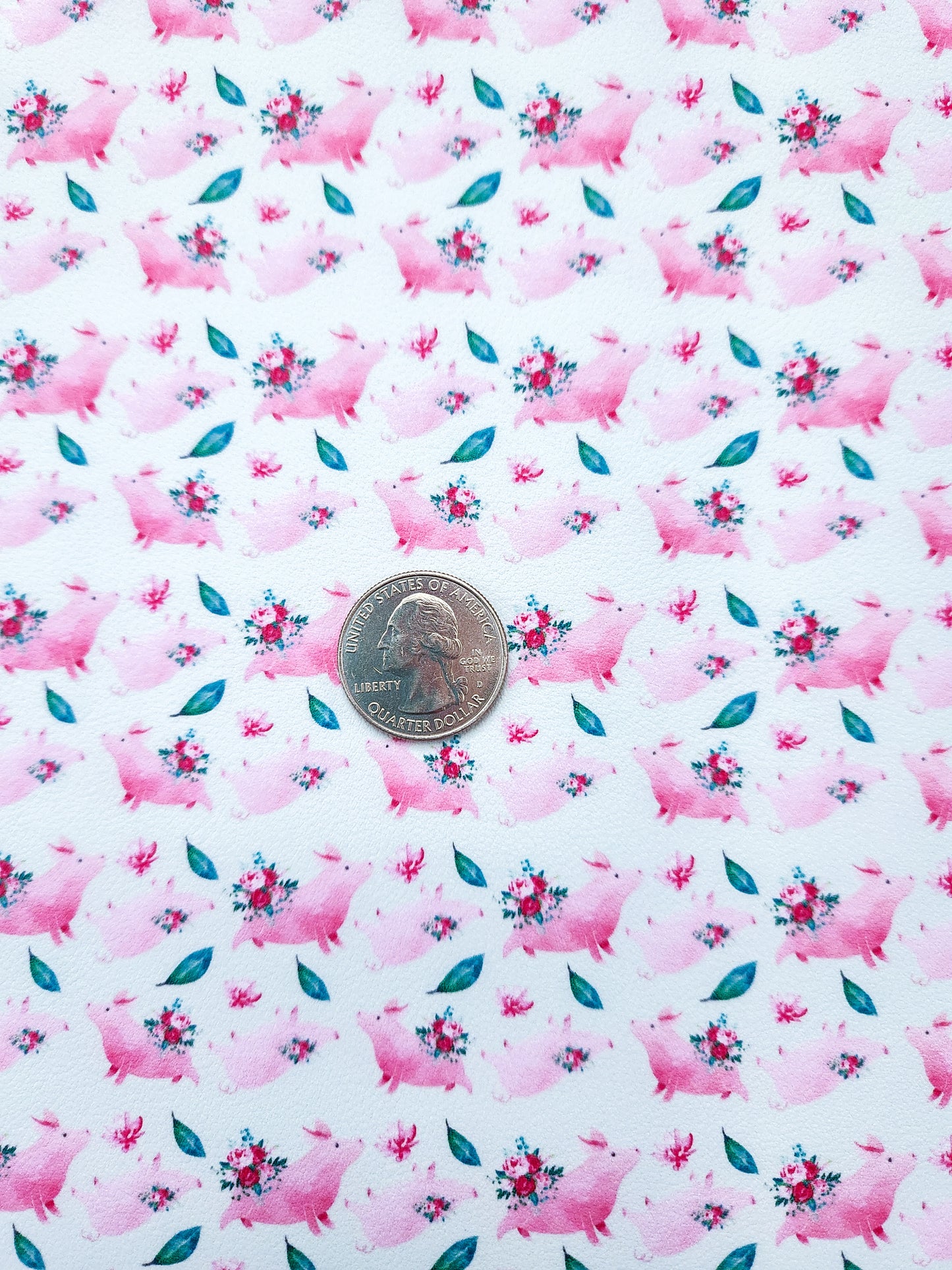 Floral Pigs 9x12 faux leather sheet