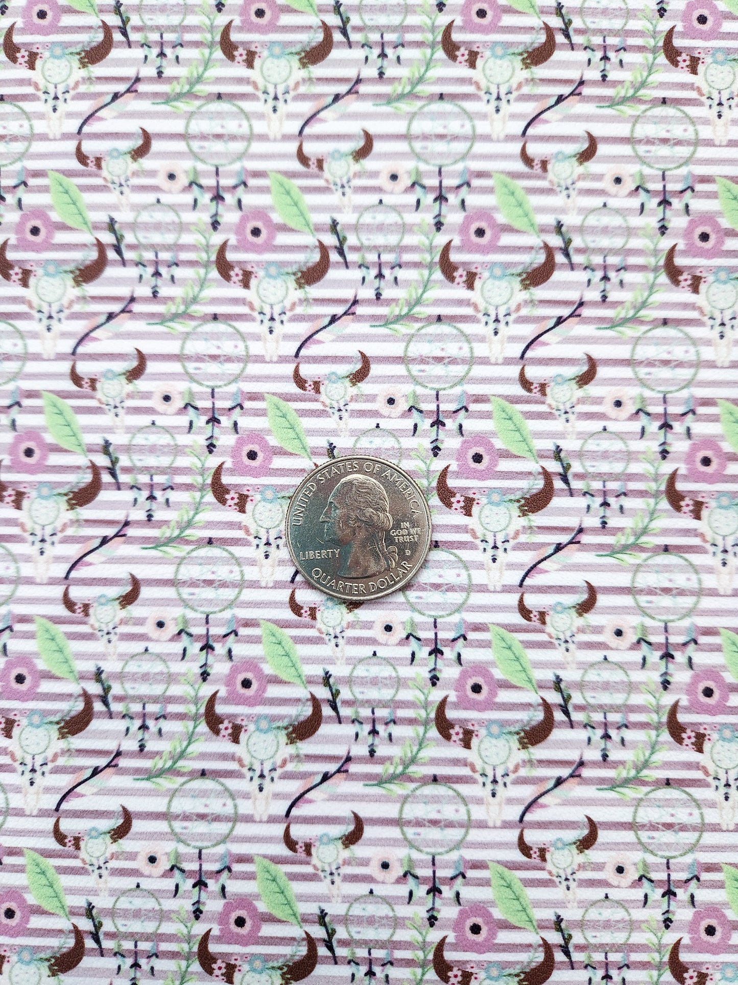 Striped Steer Skull 9x12 faux leather sheet