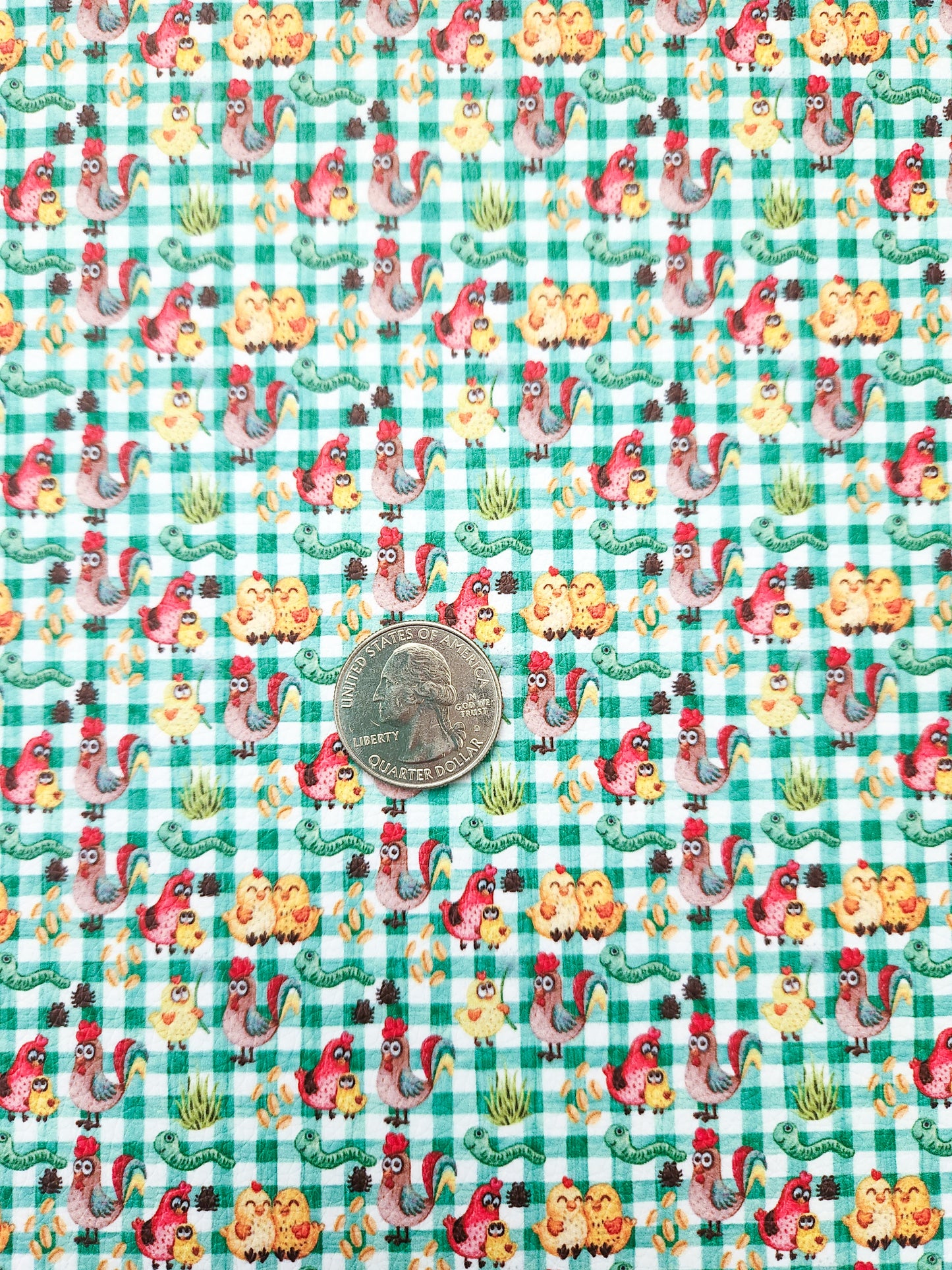 Chicken Gingham 9x12 faux leather sheet