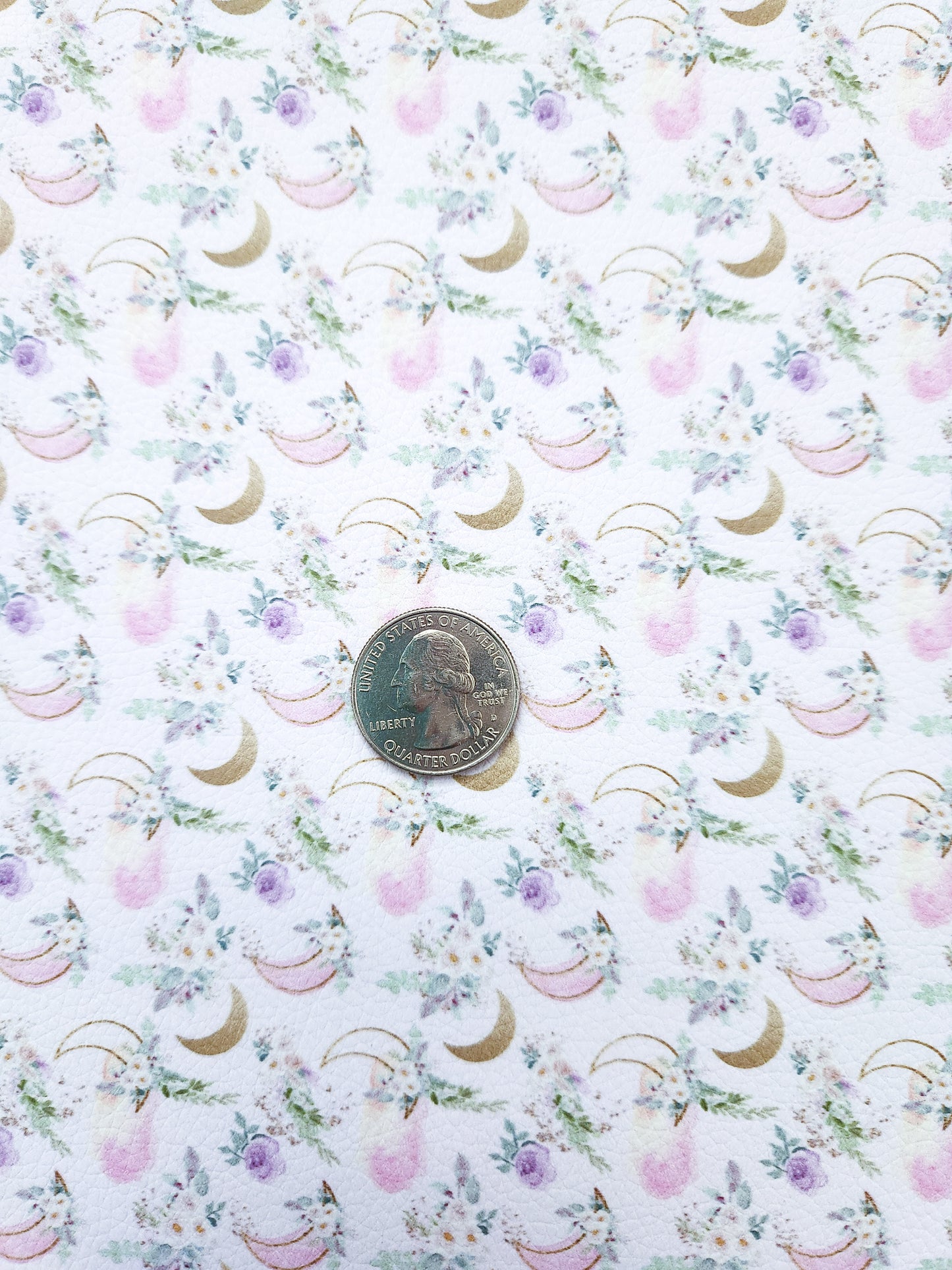 Floral Moons 9x12 faux leather sheet