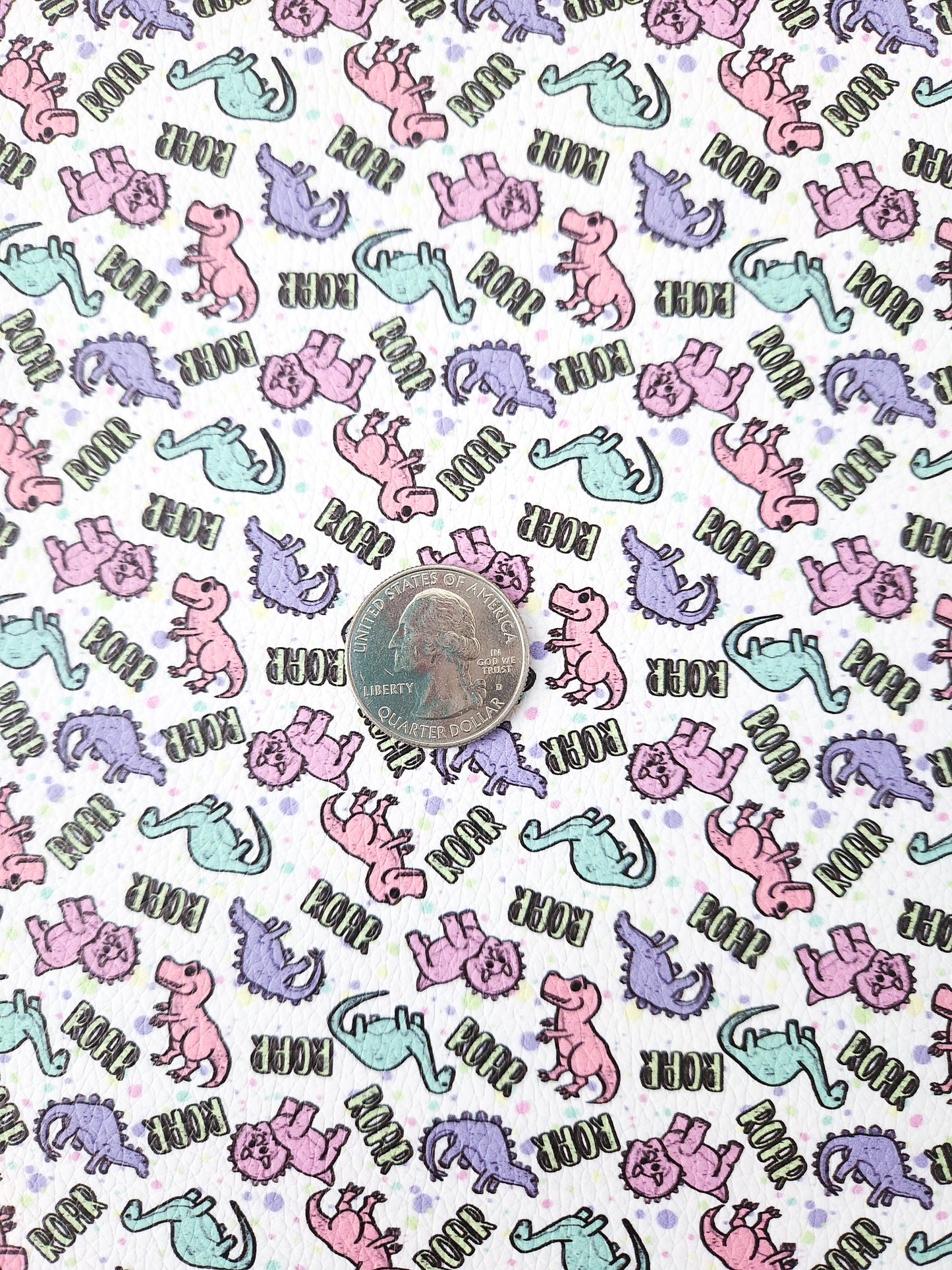 Roar Dinos Girl 9x12 faux leather sheet