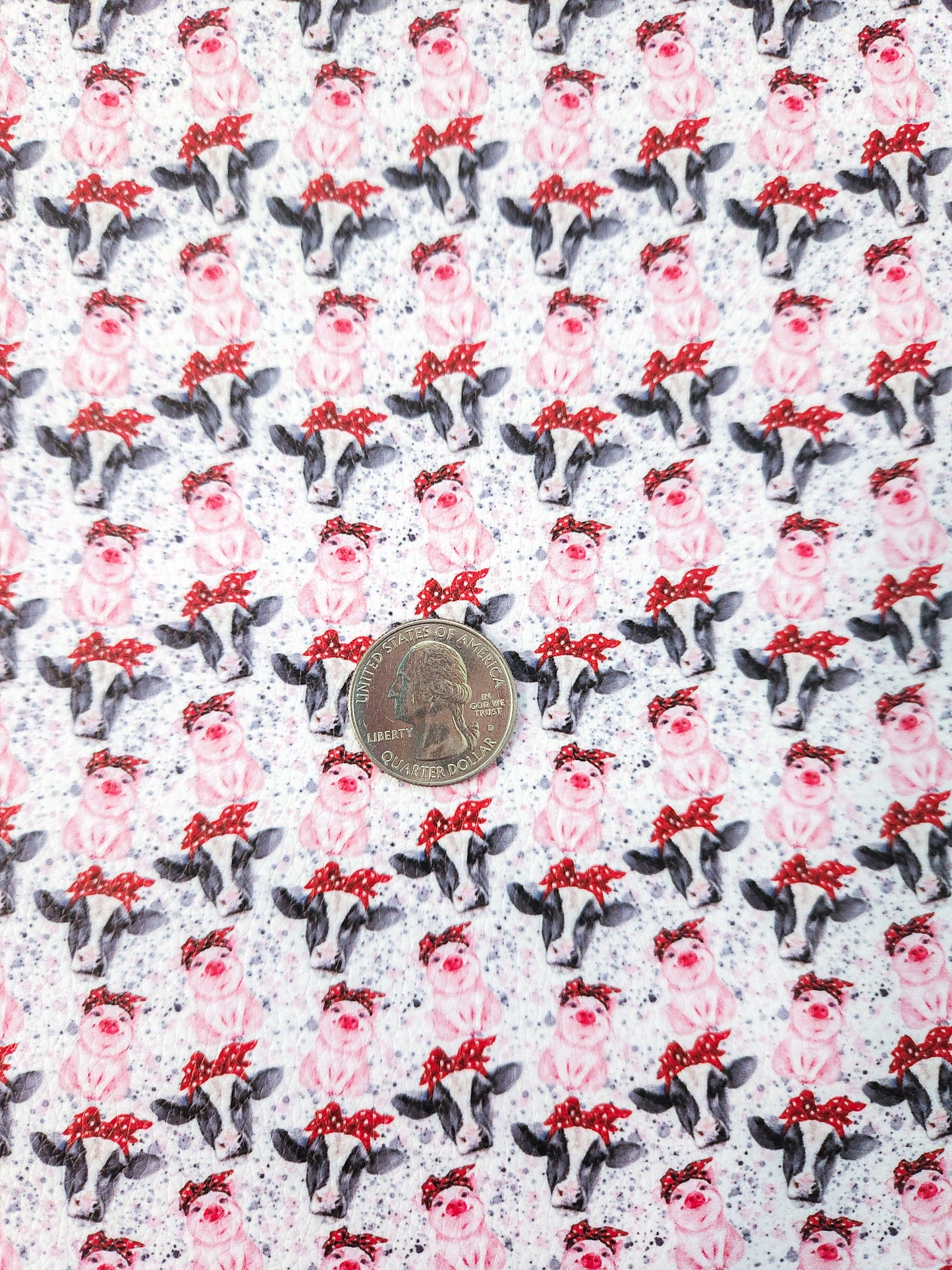 Bandanna Pig and Cow 9x12 faux leather sheet