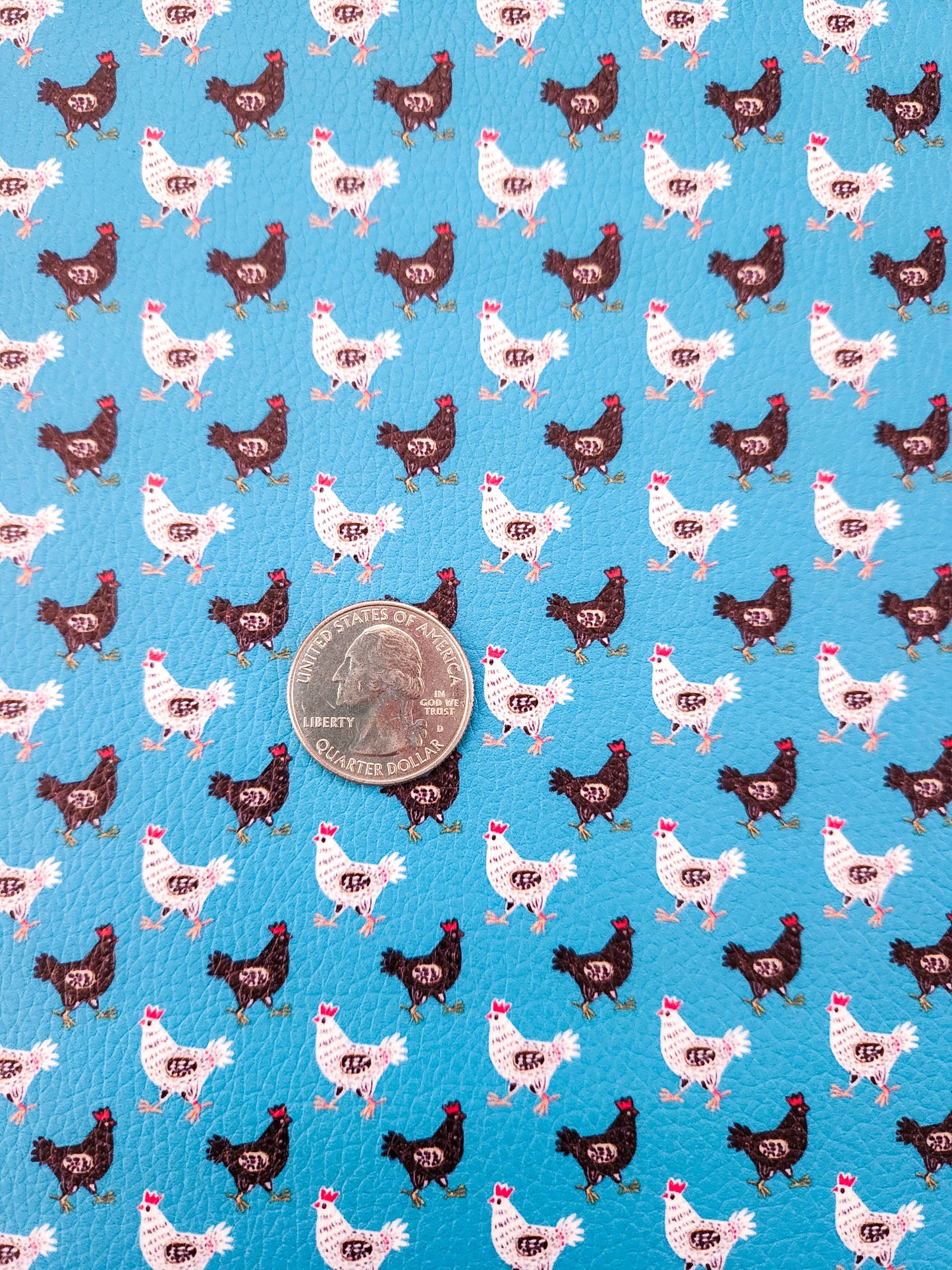 BW Chickens 9x12 faux leather sheet
