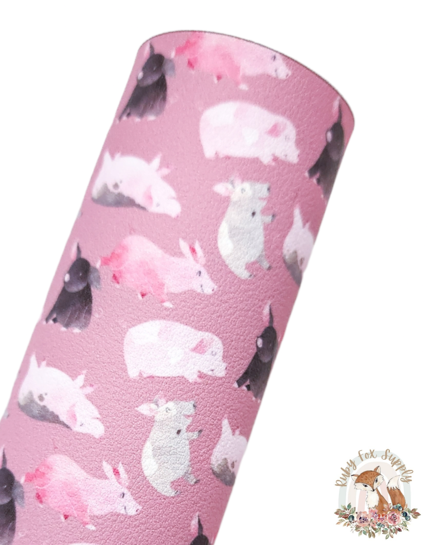 Colored Pigs 9x12 faux leather sheet