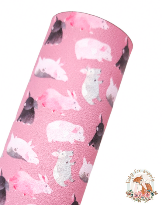 Colored Pigs 9x12 faux leather sheet