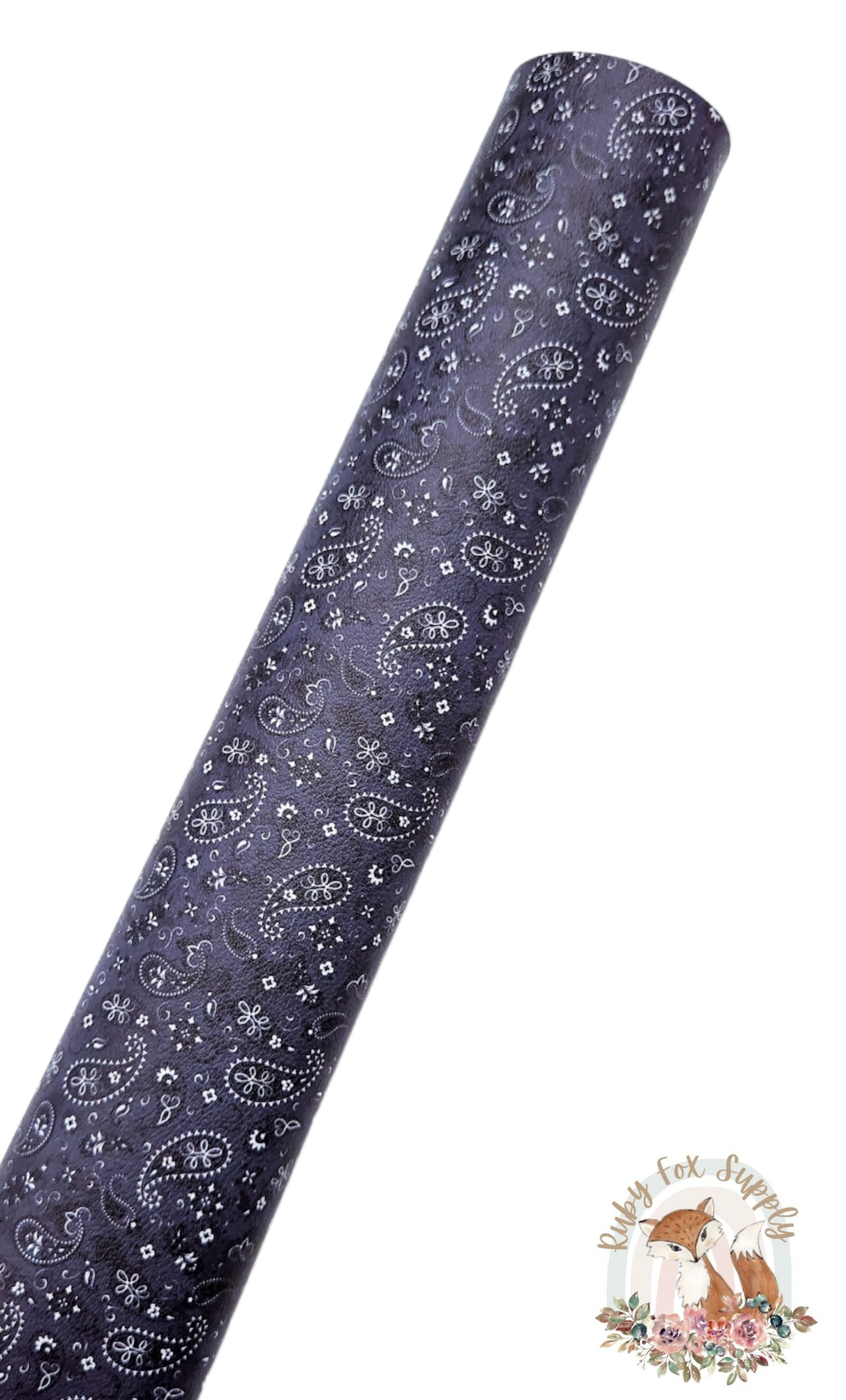Black Paisley 9x12 faux leather sheet
