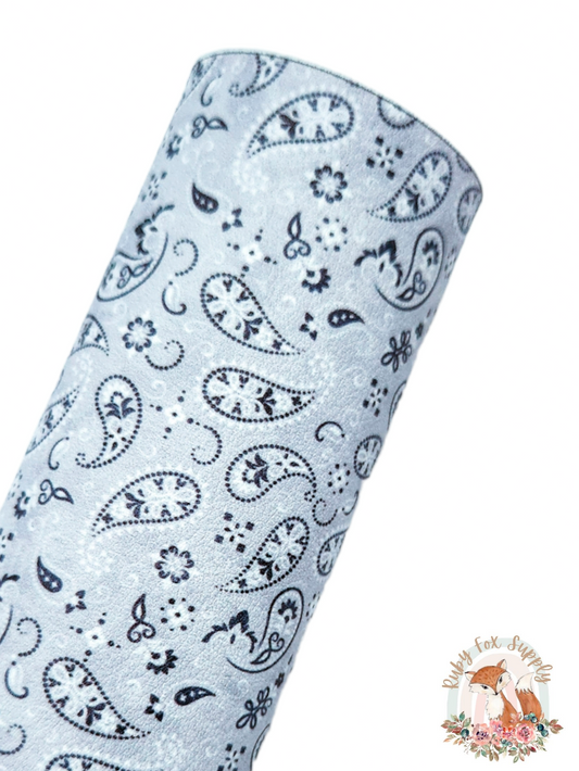 Gray Paisley 9x12 faux leather sheet