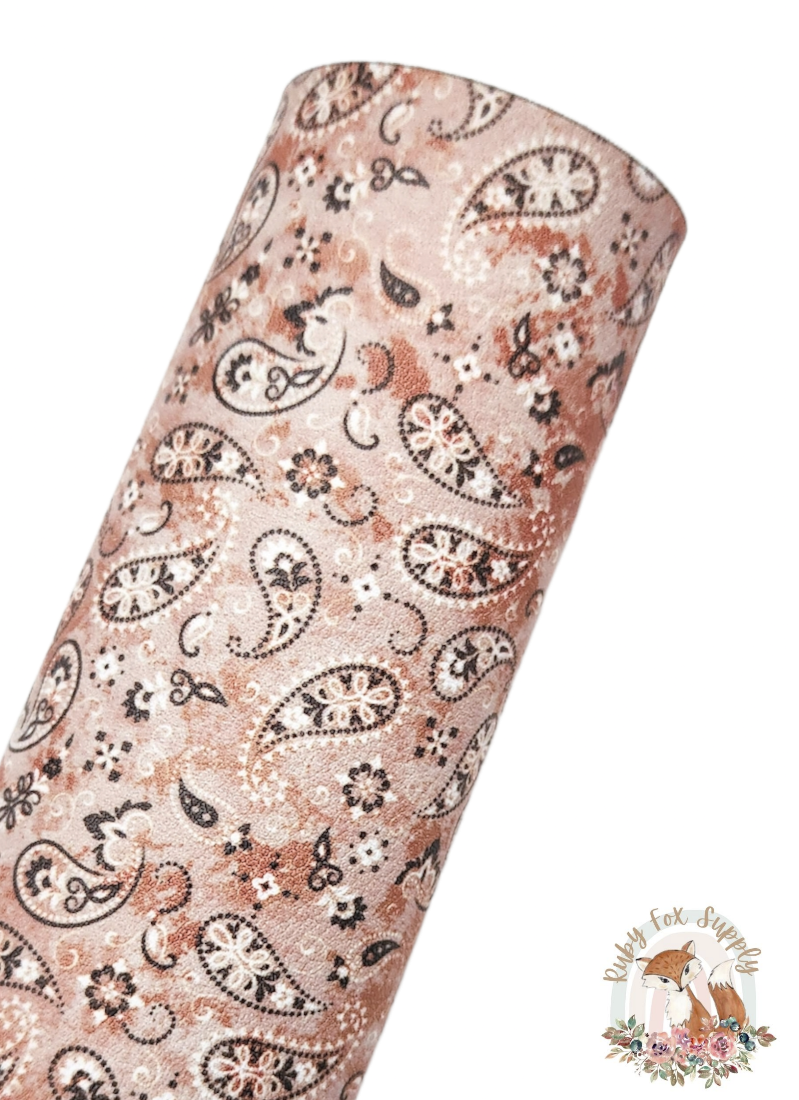 Tan Paisley 9x12 faux leather sheet