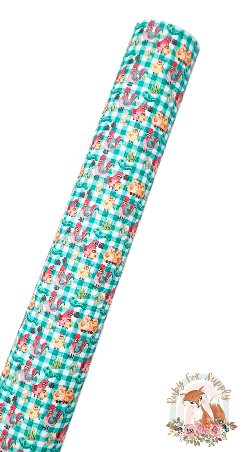 Chicken Gingham 9x12 faux leather sheet