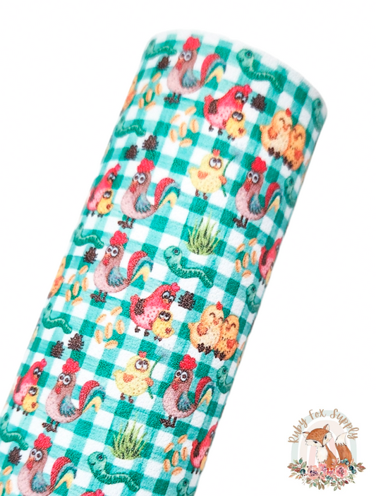 Chicken Gingham 9x12 faux leather sheet