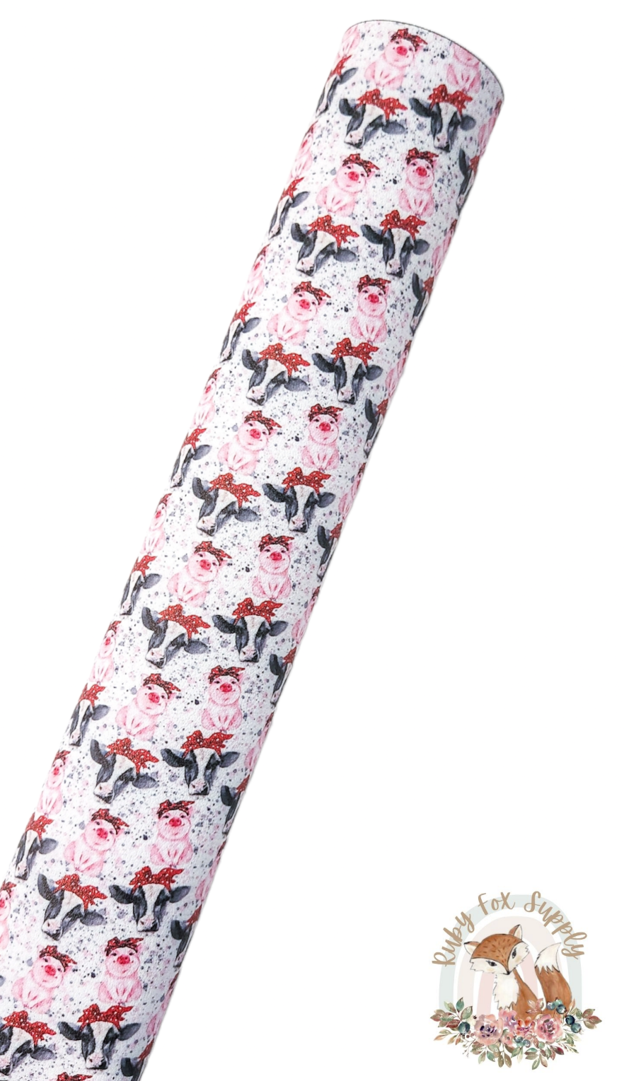 Bandanna Pig and Cow 9x12 faux leather sheet